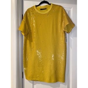 Zara yellow sequin t shirt dress